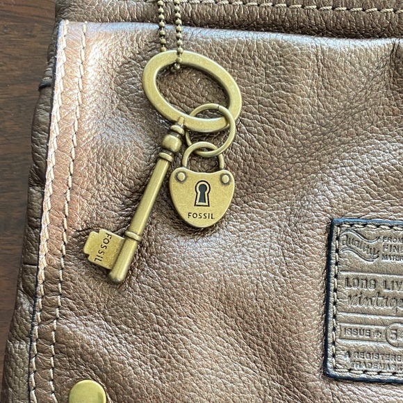 Fossil Brown Leather Messenger Crossbody with Brass Accents - Picture 8 of 8